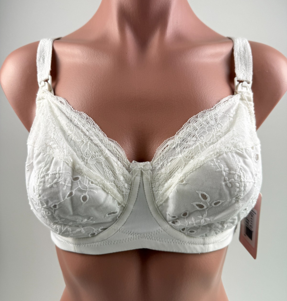 Cake Lingerie Balcony Style Flexible Wire Embroidery Nursing Bra White 38E NWT
